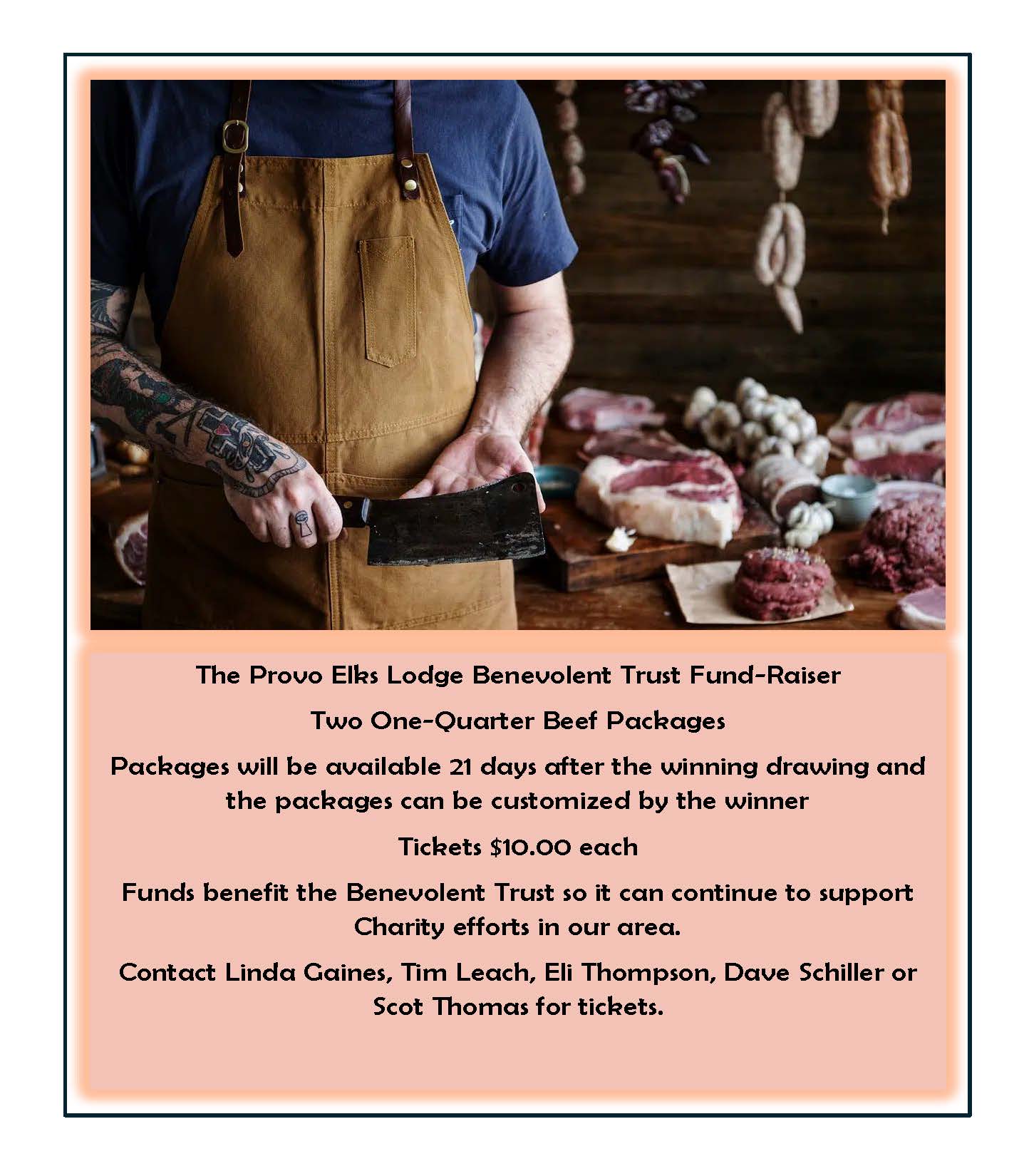 Provo Elks Lodge Benevolent Trust beef fundraiser flyer